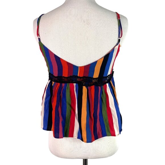 🟣🟣🟣 ZARA TRF Collection Womens Size Extra Small Colorful Striped Flowy Tank - Picture 3 of 8